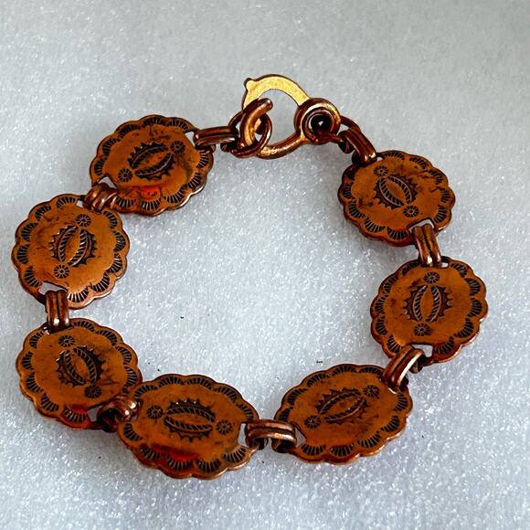Copper Southwest Style Medallion Link Bracelet - Picture 3 of 12